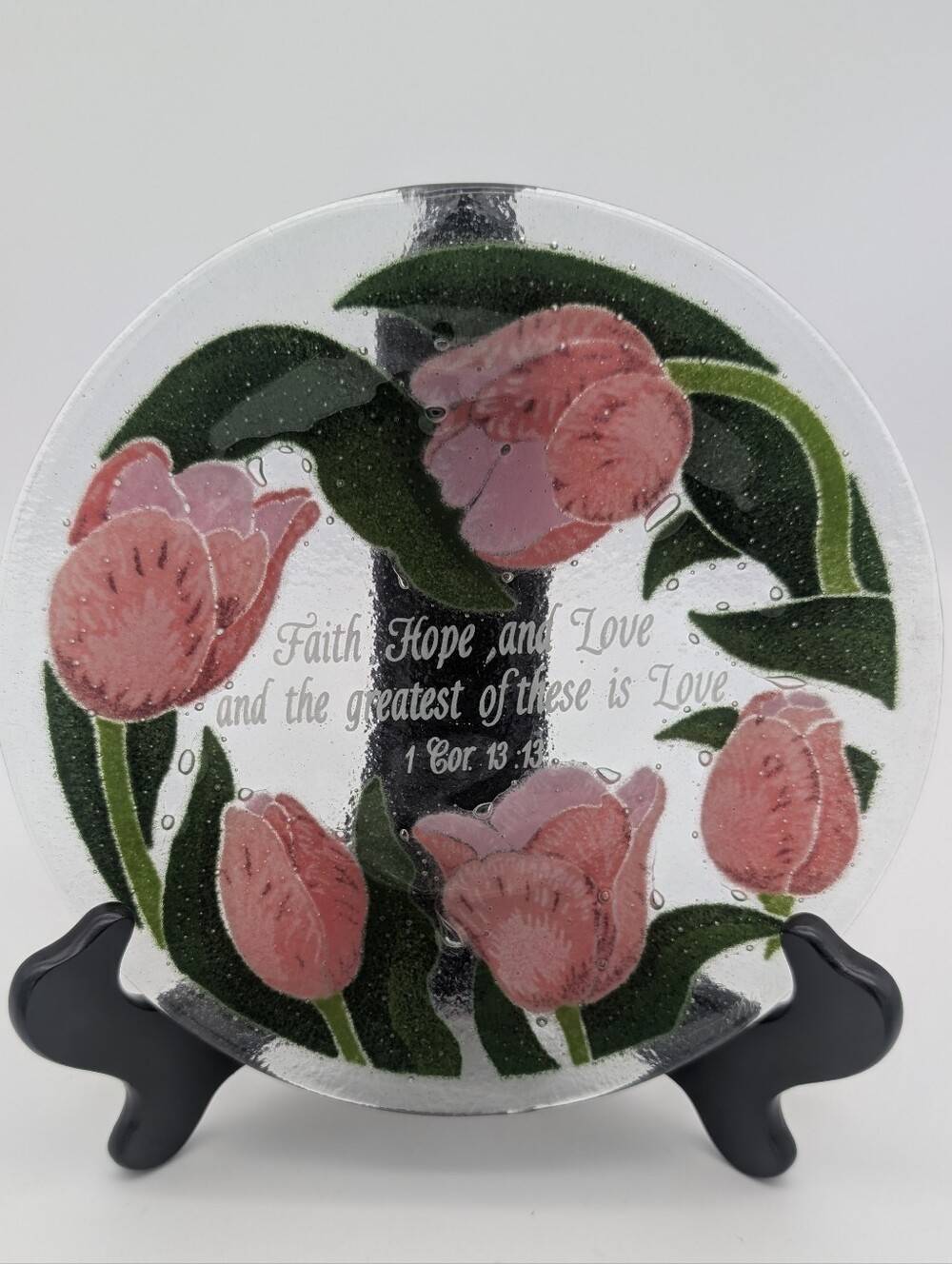 Vintage Peggy Karr Fused Glass Inspirational Plate